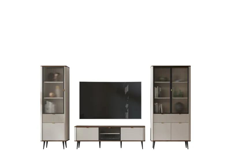 Cucina-Huonekalusetti Olohuoneeseen - Beige/Ruskea - Huonekalut - Kalustesetit - Olohuoneen kalustesetit