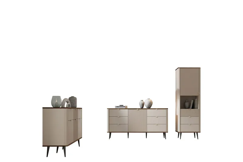 Cucina-Huonekalusetti Olohuoneeseen - Beige/Ruskea - Huonekalut - Kalustesetit - Olohuoneen kalustesetit