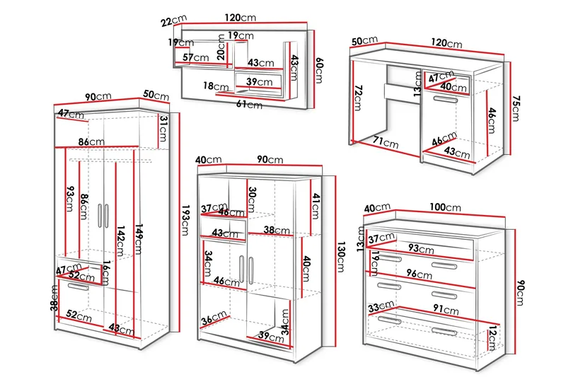 Dekona Huonekalusetti Olohuoneeseen - Beige - Huonekalut - Kalustesetit - Olohuoneen kalustesetit