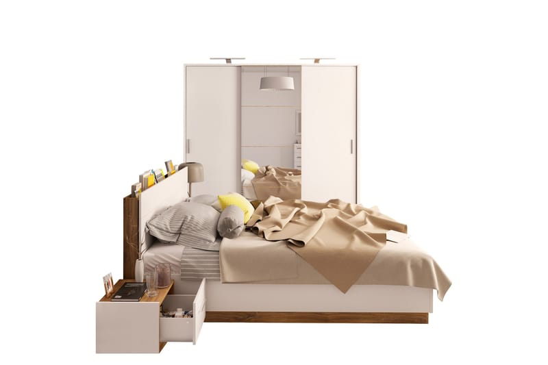 Dentrona-Huonekalusetti Makuuhuoneeseen, Beige/Harmaa