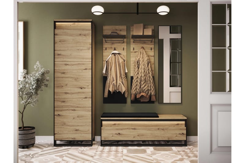 Dorana Hall Kalustesarja - Ruskea/Beige - Huonekalut - Kalustesetit - Eteisen kalustesetit