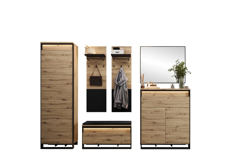Dorana Hall Kalustesarja - Ruskea/Beige - Huonekalut - Kalustesetit - Eteisen kalustesetit