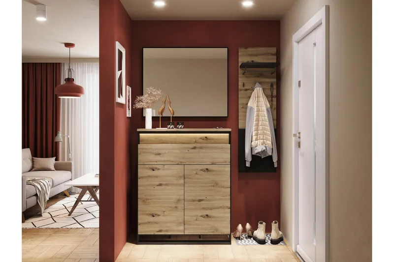 Dorana Hall Kalustesarja - Ruskea/Musta - Huonekalut - Kalustesetit - Eteisen kalustesetit