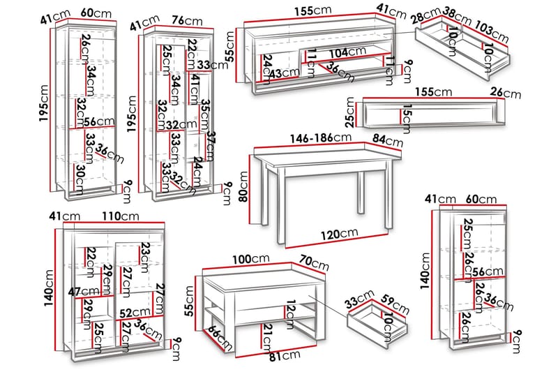 Dorana-Huonekalusetti Olohuoneeseen - Beige - Huonekalut - Kalustesetit - Olohuoneen kalustesetit