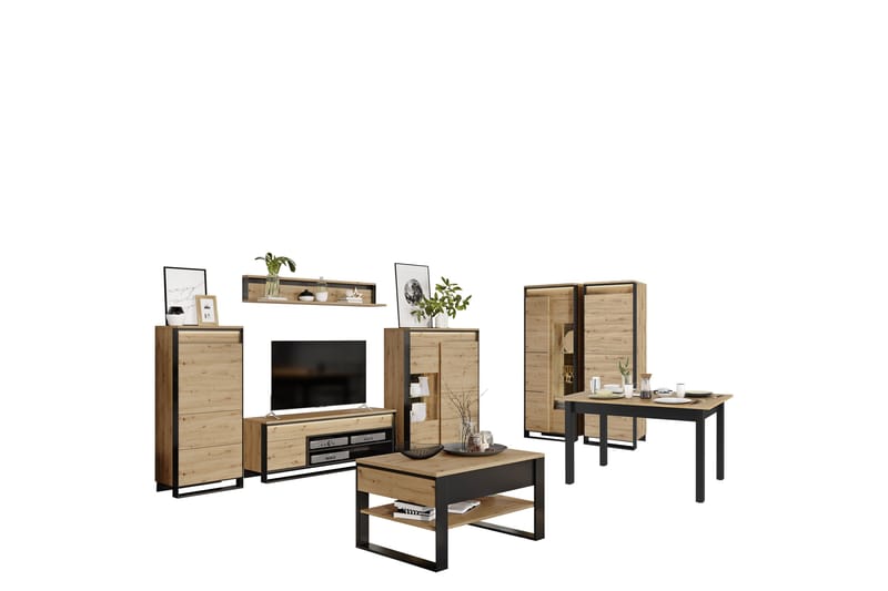 Dorana-Huonekalusetti Olohuoneeseen - Beige - Huonekalut - Kalustesetit - Olohuoneen kalustesetit