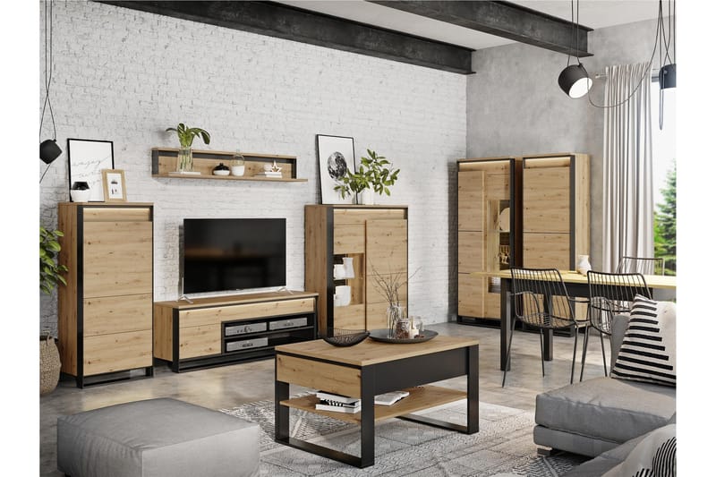 Dorana-Huonekalusetti Olohuoneeseen - Beige - Huonekalut - Kalustesetit - Olohuoneen kalustesetit