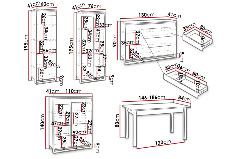 Dorana-Huonekalusetti Olohuoneeseen - Ruskea/Musta - Huonekalut - Kalustesetit - Olohuoneen kalustesetit