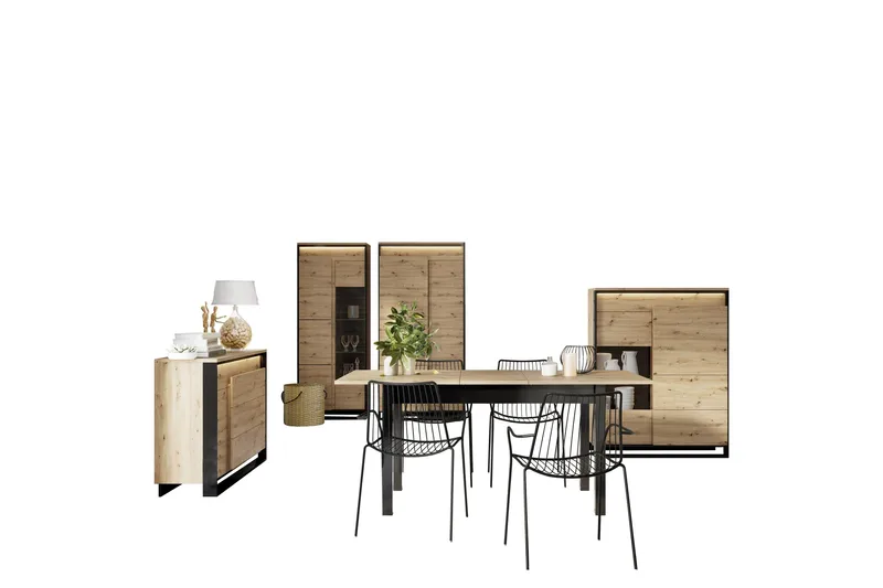 Dorana-Huonekalusetti Olohuoneeseen, Ruskea/Musta