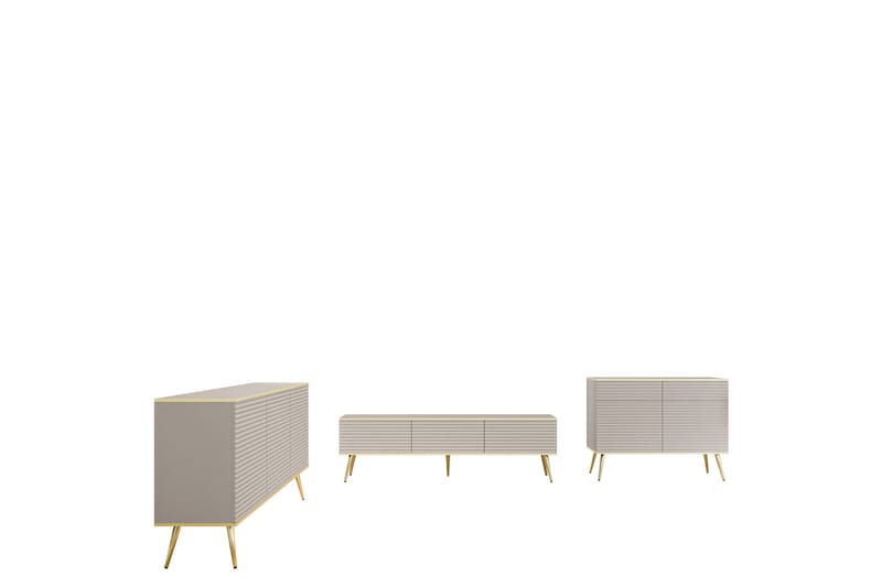 Edson Huonekalusetti Olohuoneeseen - Beige - Huonekalut - Kalustesetit - Olohuoneen kalustesetit