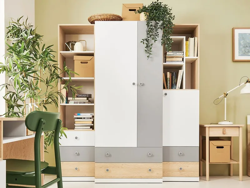 Elvaren Kalustesetti Vaatekaappi ja Kirjahylly - Huonekalut - Kalustesetit - Olohuoneen kalustesetit