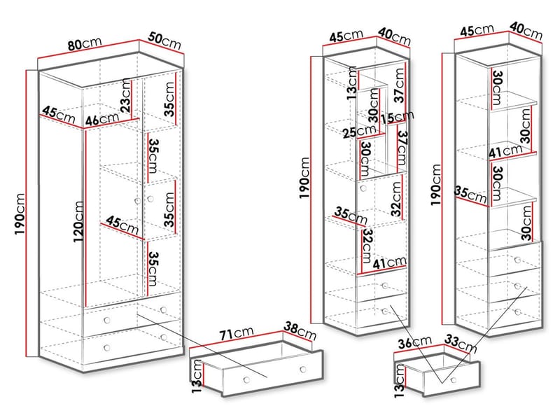 Elvaren Kalustesetti Vaatekaappi ja Kirjahylly - Huonekalut - Kalustesetit - Olohuoneen kalustesetit