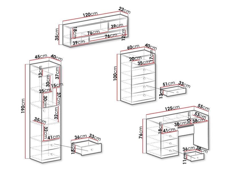 Elvaren Toimiston Kalustesetti - Huonekalut - Kalustesetit - Toimistokalustekokonaisuus