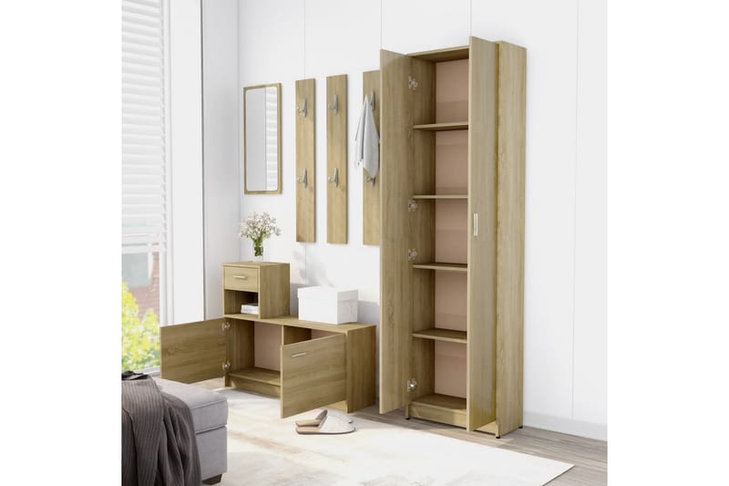 Eteisen vaatekaappi Sonoma tammi 55x25x189 cm lastulevy - Ruskea - Huonekalut - Kalustesetit - Eteisen kalustesetit