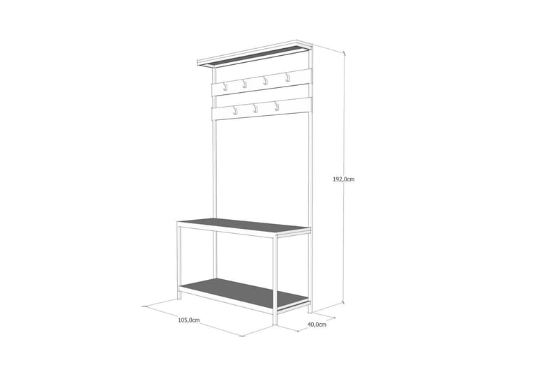 Eteiskaluste Durate 105 cm - Musta/Puu/Luonnonväri - Huonekalut - Kalustesetit - Eteisen kalustesetit