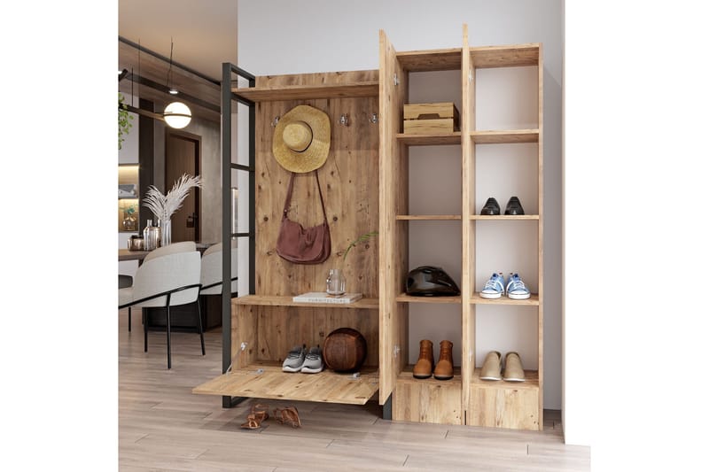 Eteiskalustepaketti Challinder 34x90 cm Tupla Oikea - Luonnonväri - Huonekalut - Kalustesetit - Eteisen kalustesetit