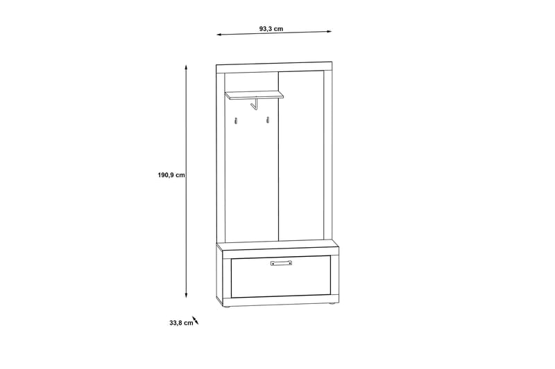 Eteiskalustepaketti Dagopol 34x94 cm - Ruskea/Harmaa - Huonekalut - Kalustesetit - Eteisen kalustesetit