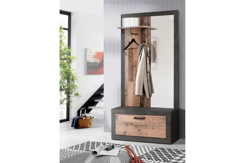 Eteiskalustepaketti Dagopol 34x94 cm, Ruskea/Harmaa