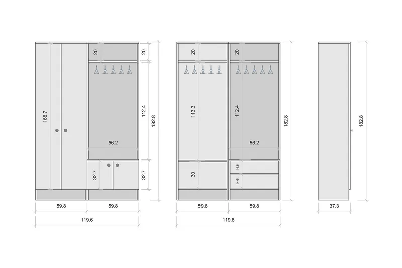 Eteiskalustepaketti Gunnilvallen - Valkoinen - Huonekalut - Kalustesetit - Eteisen kalustesetit