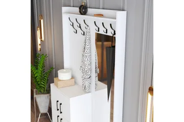 Eteiskalustepaketti Kotzen 35x120 cm peilillä - Valkoinen - Huonekalut - Kalustesetit - Eteisen kalustesetit