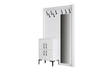 Eteiskalustepaketti Kotzen 35x120 cm peilillä - Valkoinen - Huonekalut - Kalustesetit - Eteisen kalustesetit