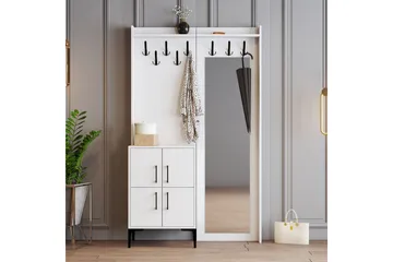 Eteiskalustepaketti Kotzen 35x120 cm peilillä - Valkoinen - Huonekalut - Kalustesetit - Eteisen kalustesetit
