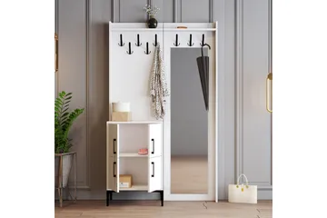 Eteiskalustepaketti Kotzen 35x120 cm peilillä - Valkoinen - Huonekalut - Kalustesetit - Eteisen kalustesetit