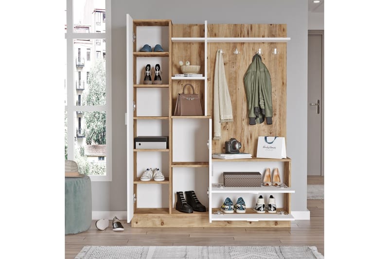 Eteiskalustepaketti Medleys 37x140 cm - Luonnonväri/Valkoinen - Huonekalut - Kalustesetit - Eteisen kalustesetit