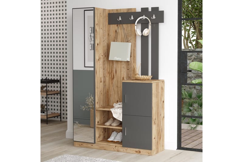 Eteiskalustepaketti Medleys 38x114 cm - Luonnonväri/antrasiitti - Huonekalut - Kalustesetit - Eteisen kalustesetit
