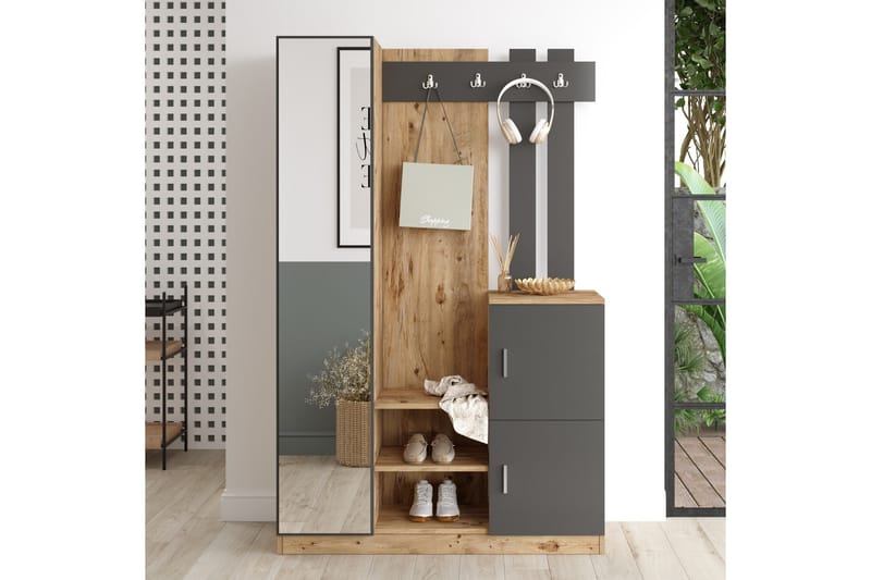 Eteiskalustepaketti Medleys 38x114 cm - Luonnonväri/antrasiitti - Huonekalut - Kalustesetit - Eteisen kalustesetit