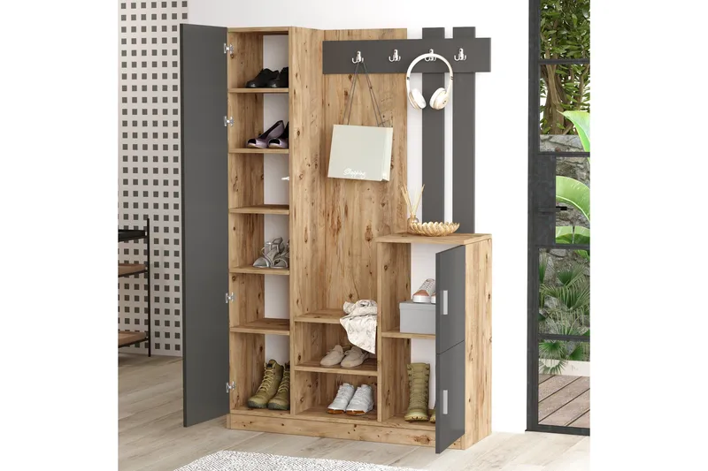 Eteiskalustepaketti Medleys 38x114 cm - Luonnonväri/antrasiitti - Huonekalut - Kalustesetit - Eteisen kalustesetit