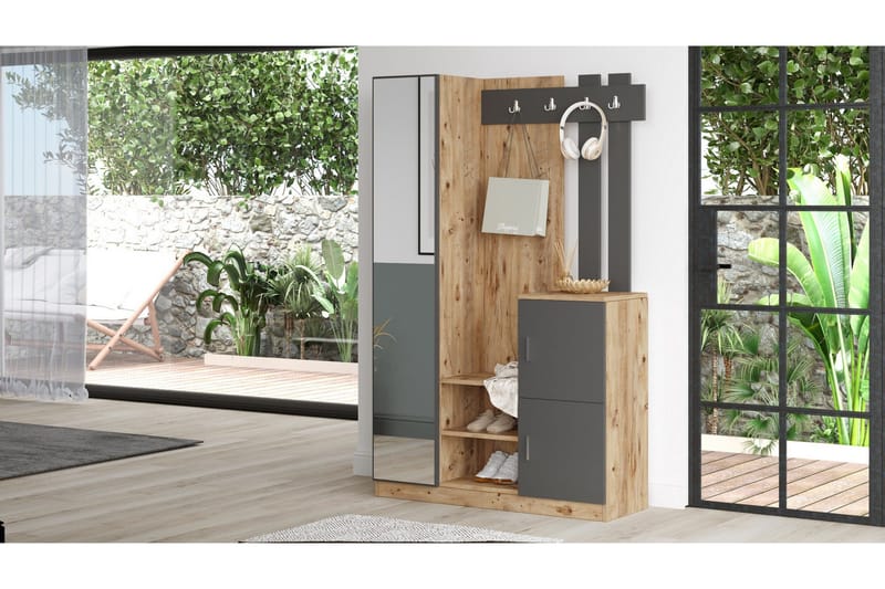 Eteiskalustepaketti Medleys 38x114 cm - Luonnonväri/antrasiitti - Huonekalut - Kalustesetit - Eteisen kalustesetit