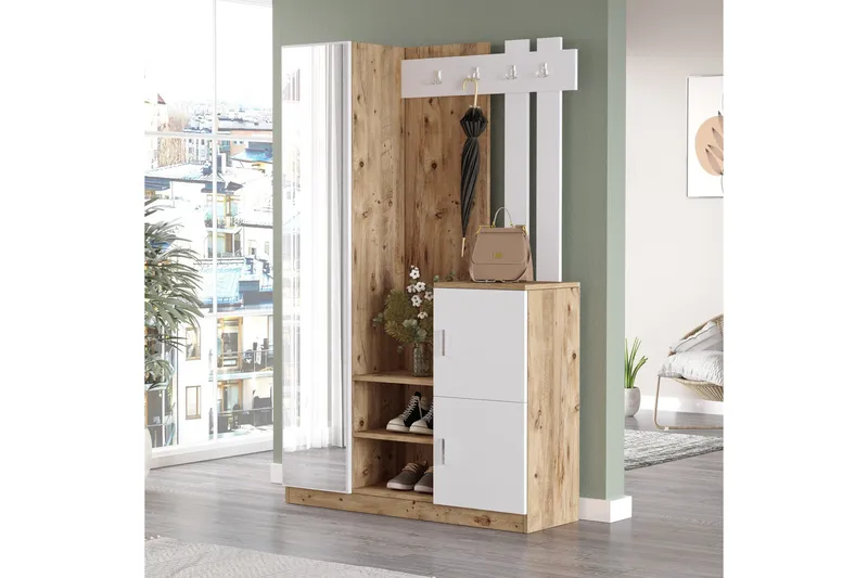 Eteiskalustepaketti Medleys 38x114 cm - Luonnonväri/Valkoinen - Huonekalut - Kalustesetit - Eteisen kalustesetit