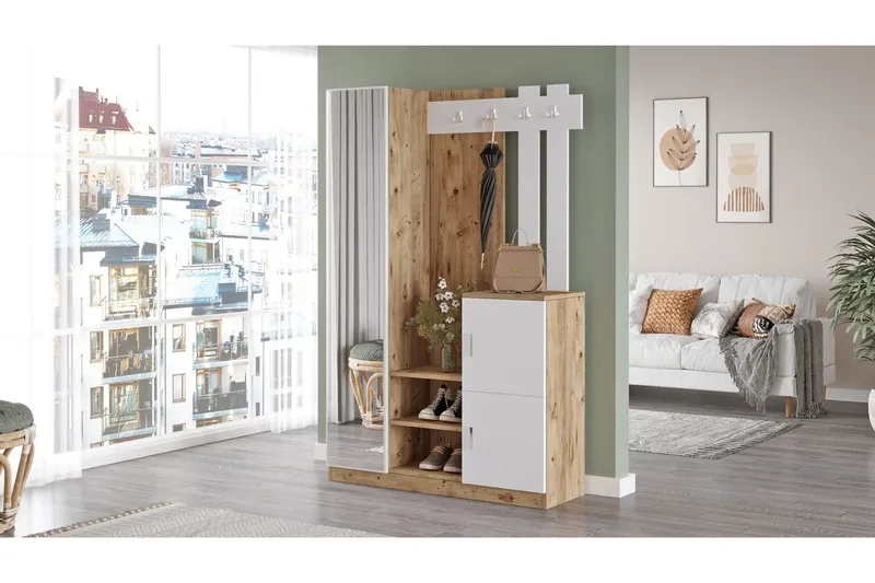 Eteiskalustepaketti Medleys 38x114 cm - Luonnonväri/Valkoinen - Huonekalut - Kalustesetit - Eteisen kalustesetit