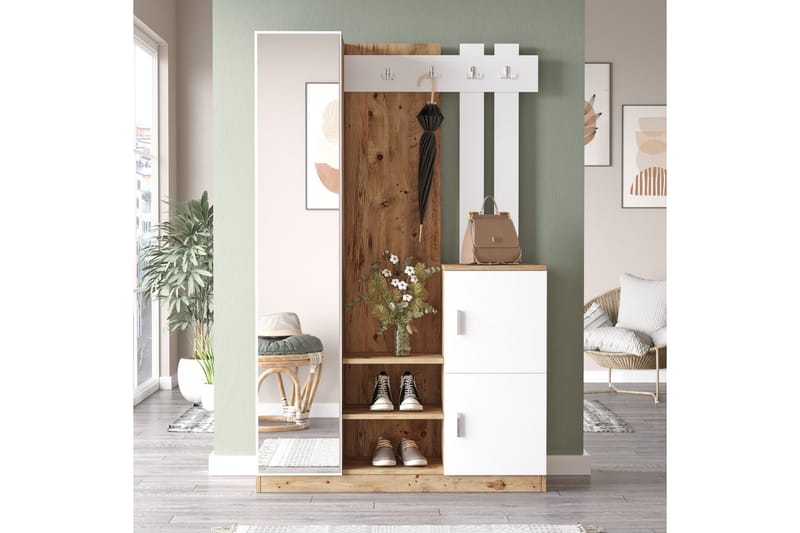 Eteiskalustepaketti Medleys 38x114 cm, Luonnonväri/Valkoinen