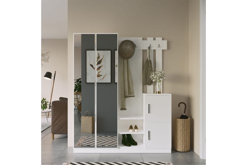 Eteiskalustepaketti Medleys 38x147 cm - Valkoinen - Huonekalut - Kalustesetit - Eteisen kalustesetit