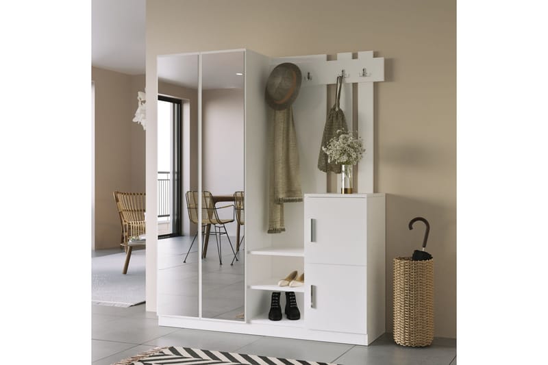 Eteiskalustepaketti Medleys 38x147 cm - Valkoinen - Huonekalut - Kalustesetit - Eteisen kalustesetit