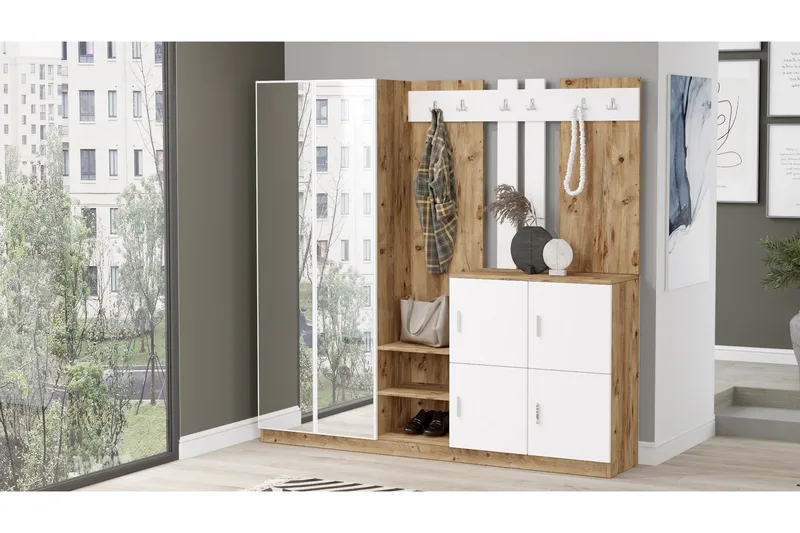 Eteiskalustepaketti Medleys 38x187 cm, Luonnonväri/Valkoinen