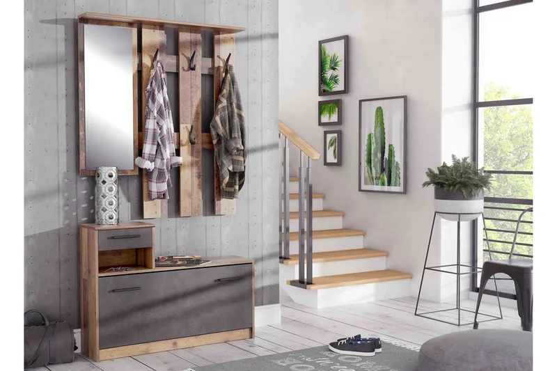 Eteiskalustepaketti Tavistokis, Ruskea / Harmaa