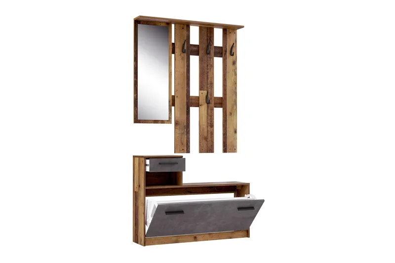 Eteiskalustepaketti Tavistokis - Ruskea / Harmaa - Huonekalut - Kalustesetit - Eteisen kalustesetit