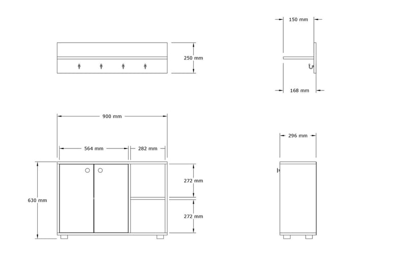 Eteiskalustepaketti Tommelu 30x90 cm - Antrasiitti - Huonekalut - Kalustesetit - Eteisen kalustesetit