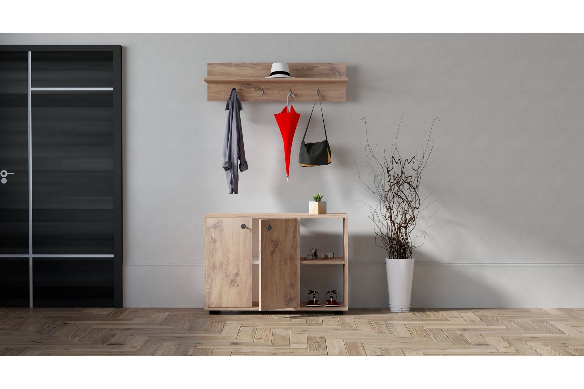 Eteiskalustepaketti Tommelu 30x90 cm - Luonnonväri - Huonekalut - Kalustesetit - Eteisen kalustesetit