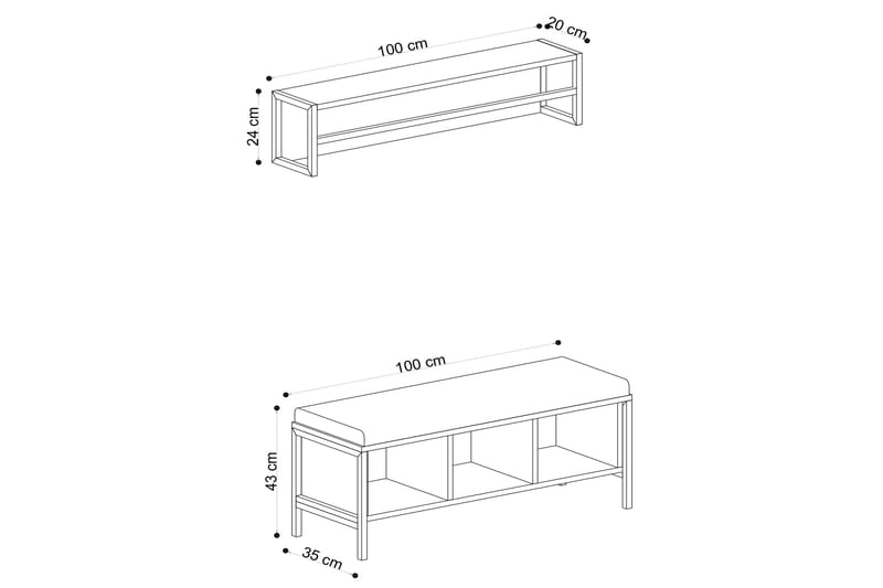 Eteiskalustepaketti Tunhem - Ruskea - Huonekalut - Kalustesetit - Eteisen kalustesetit