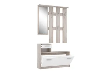 Eteiskalustesarja Waterlii 98x180 cm - Beige / Ruskea / Valkoinen - Huonekalut - Kalustesetit - Eteisen kalustesetit