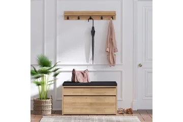 Eteiskalustesetti 35x80 cm - Luonnonväri/Musta - Huonekalut - Kalustesetit - Eteisen kalustesetit