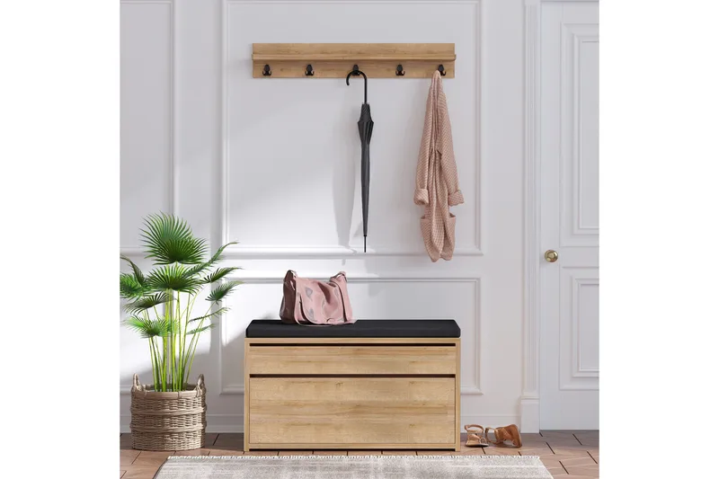 Eteiskalustesetti 35x80 cm, Luonnonväri/Musta