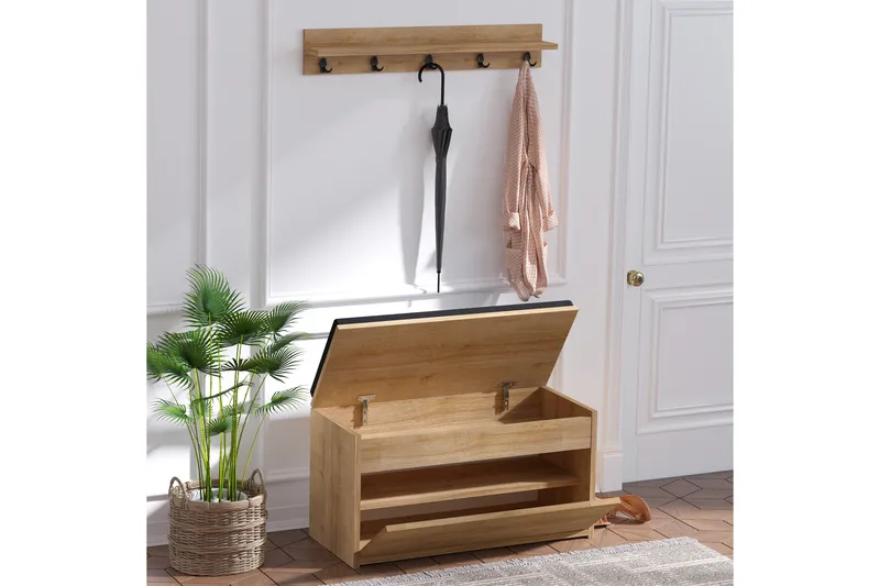 Eteiskalustesetti 35x80 cm - Luonnonväri/Musta - Huonekalut - Kalustesetit - Eteisen kalustesetit