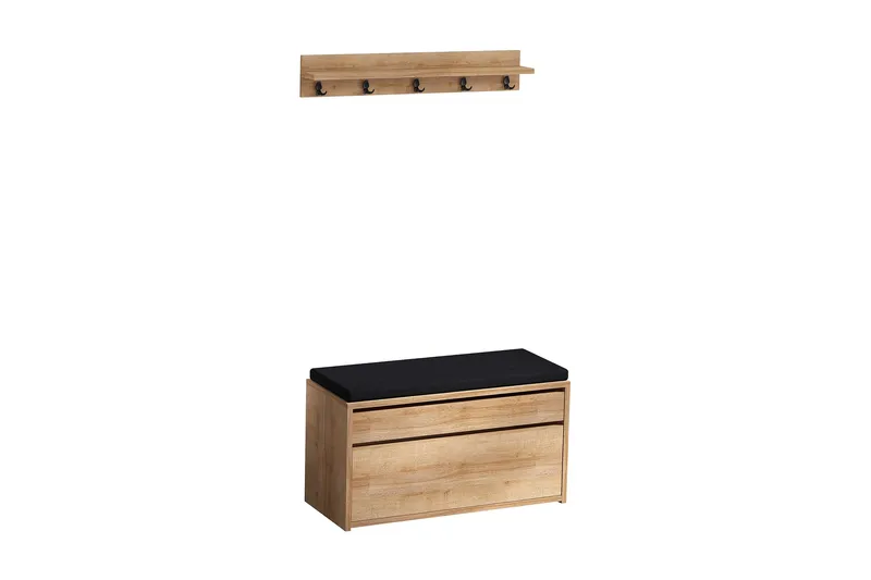 Eteiskalustesetti 35x80 cm - Luonnonväri/Musta - Huonekalut - Kalustesetit - Eteisen kalustesetit