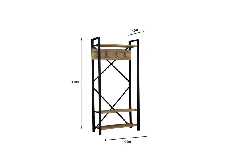 Eteiskalustesetti 35x90 cm - Luonnonväri/Musta - Eteisen kalustesetit - Eteisen säilytys