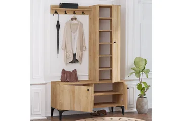 Eteiskalustesetti 40x110 cm - Luonnonväri/Musta - Huonekalut - Kalustesetit - Eteisen kalustesetit
