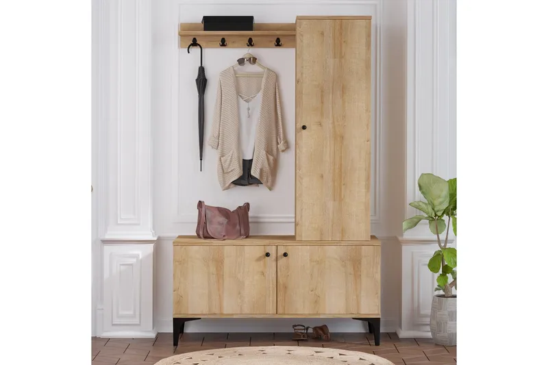 Eteiskalustesetti 40x110 cm, Luonnonväri/Musta